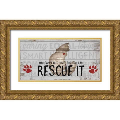 You Cant Buy Love - Cat Gold Ornate Wood Framed Art Print with Double Matting by Pugh, Jennifer