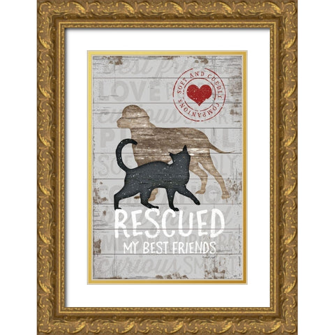 Rescued My Best Friend Gold Ornate Wood Framed Art Print with Double Matting by Pugh, Jennifer