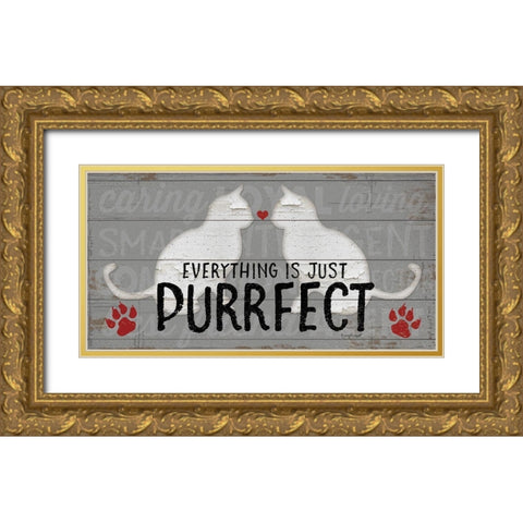 Purrfect Gold Ornate Wood Framed Art Print with Double Matting by Pugh, Jennifer