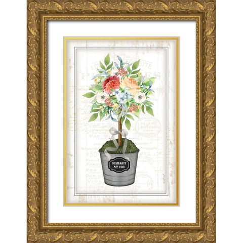 Floral Topiary Gold Ornate Wood Framed Art Print with Double Matting by Pugh, Jennifer