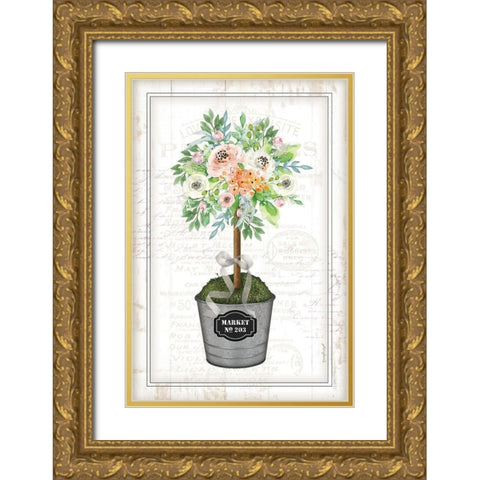 Floral Topiary II Gold Ornate Wood Framed Art Print with Double Matting by Pugh, Jennifer