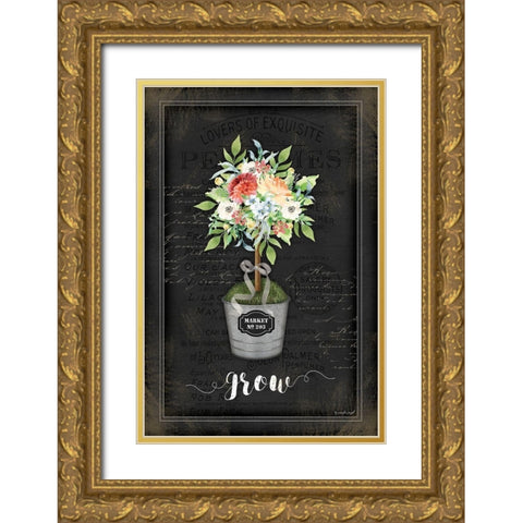 Floral Topiary IV Gold Ornate Wood Framed Art Print with Double Matting by Pugh, Jennifer