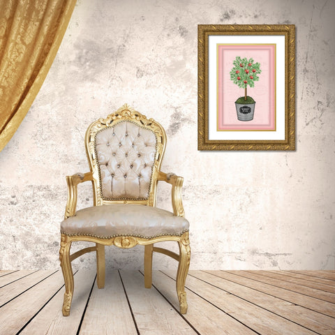 Apple Topiary - Pink Gold Ornate Wood Framed Art Print with Double Matting by Pugh, Jennifer