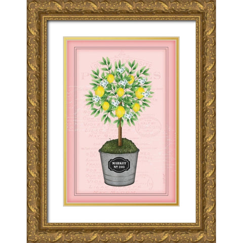 Lemon Topiary - Pink Gold Ornate Wood Framed Art Print with Double Matting by Pugh, Jennifer