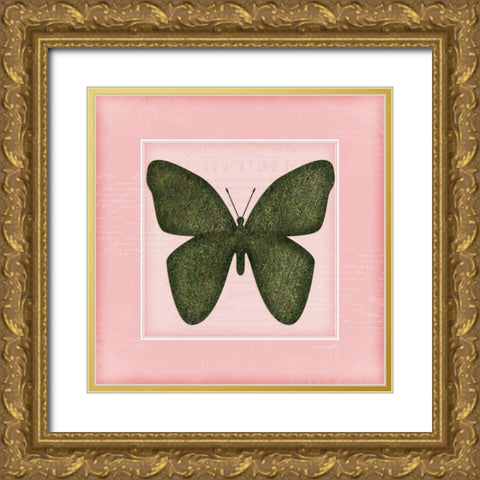 Butterfly - Pink Gold Ornate Wood Framed Art Print with Double Matting by Pugh, Jennifer