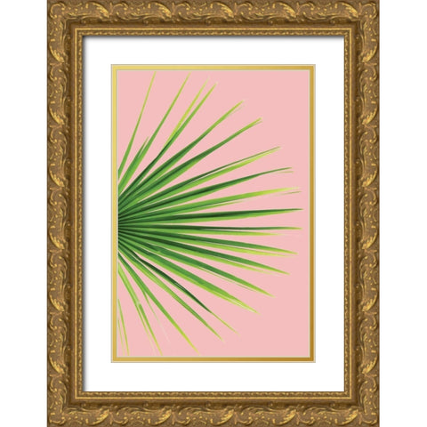 Pink Palm III Gold Ornate Wood Framed Art Print with Double Matting by Pugh, Jennifer