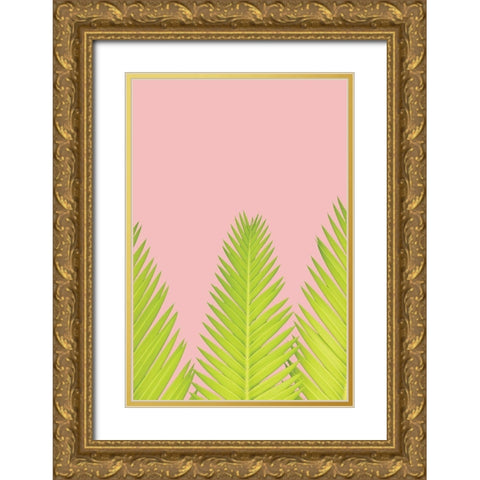 Pink Palm IV Gold Ornate Wood Framed Art Print with Double Matting by Pugh, Jennifer