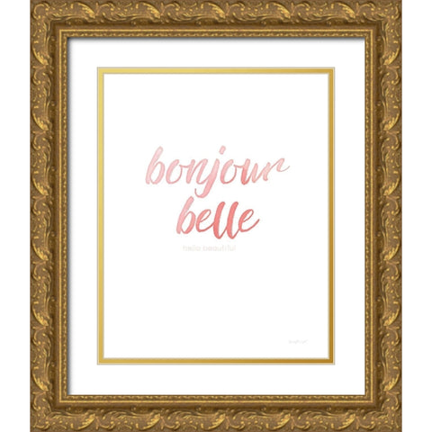 Bonjour Belle Gold Ornate Wood Framed Art Print with Double Matting by Pugh, Jennifer