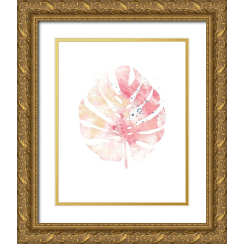 Pink Leaf II Gold Ornate Wood Framed Art Print with Double Matting by Pugh, Jennifer