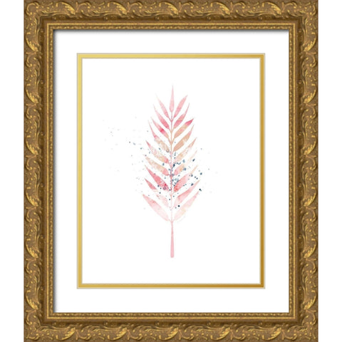 Pink Leaf III Gold Ornate Wood Framed Art Print with Double Matting by Pugh, Jennifer