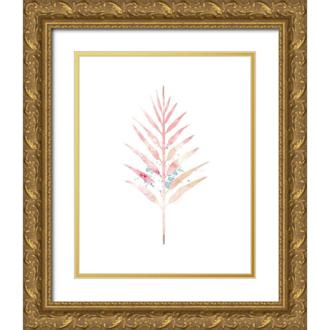 Pink Leaf IV Gold Ornate Wood Framed Art Print with Double Matting by Pugh, Jennifer