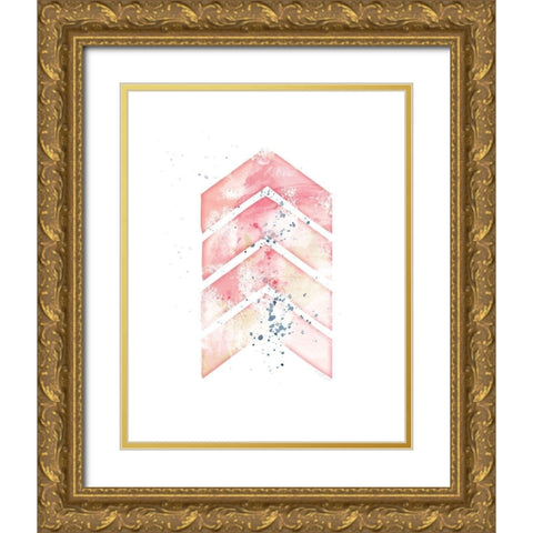 Pink Geometric Arrow Gold Ornate Wood Framed Art Print with Double Matting by Pugh, Jennifer