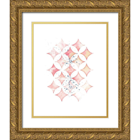 Pink Geometric Diamonds Gold Ornate Wood Framed Art Print with Double Matting by Pugh, Jennifer