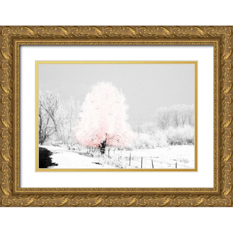 Pink Tree Gold Ornate Wood Framed Art Print with Double Matting by Pugh, Jennifer