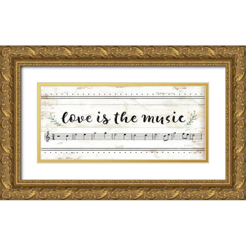 Love is the Music Gold Ornate Wood Framed Art Print with Double Matting by Pugh, Jennifer