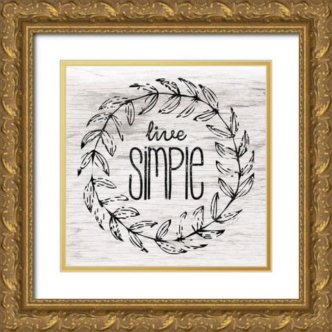 Live Simple Gold Ornate Wood Framed Art Print with Double Matting by Pugh, Jennifer