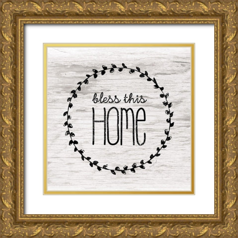 Bless This Home Gold Ornate Wood Framed Art Print with Double Matting by Pugh, Jennifer