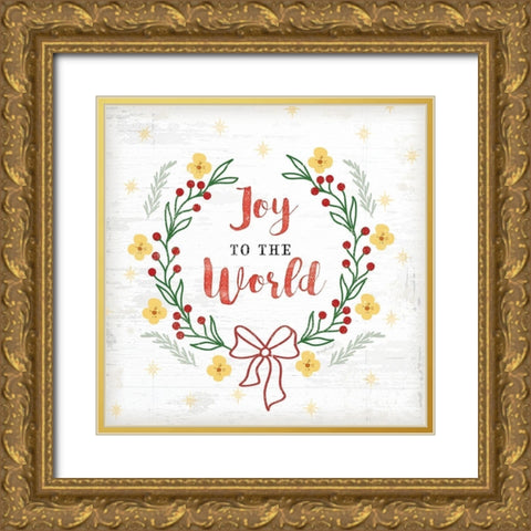 Joy to the World Gold Ornate Wood Framed Art Print with Double Matting by Pugh, Jennifer