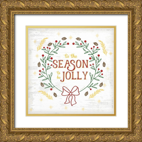 Tis the Season Gold Ornate Wood Framed Art Print with Double Matting by Pugh, Jennifer