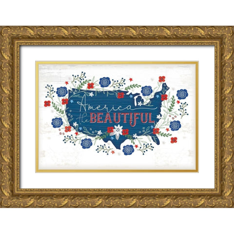 America the Beautiful Gold Ornate Wood Framed Art Print with Double Matting by Pugh, Jennifer