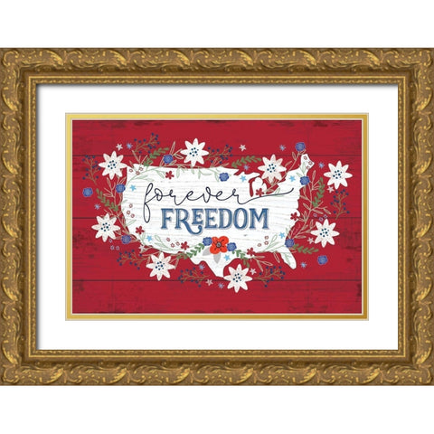 Forever Freedom Gold Ornate Wood Framed Art Print with Double Matting by Pugh, Jennifer