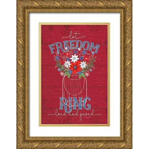 Let Freedom Ring Gold Ornate Wood Framed Art Print with Double Matting by Pugh, Jennifer