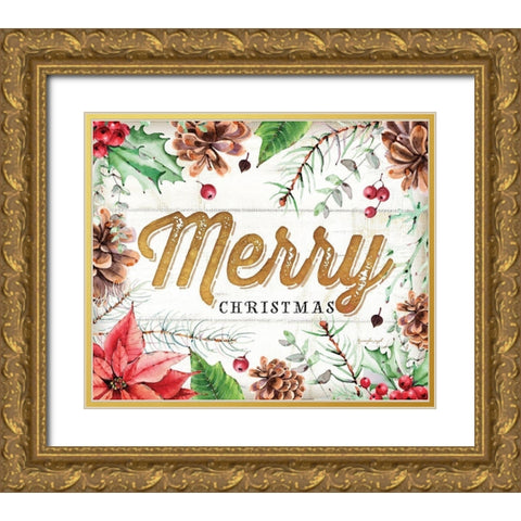Merry Gold Ornate Wood Framed Art Print with Double Matting by Pugh, Jennifer