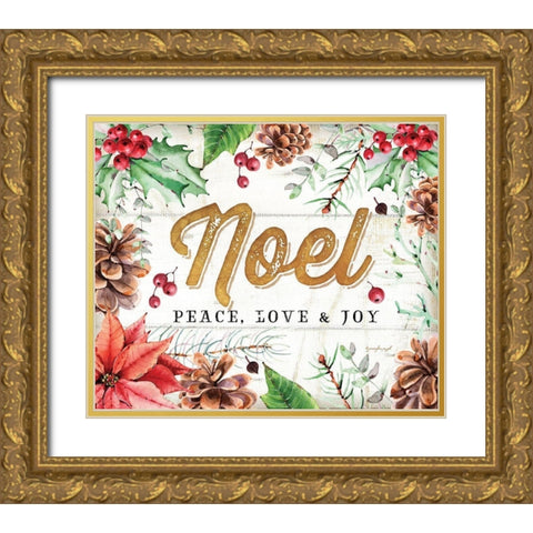 Noel Gold Ornate Wood Framed Art Print with Double Matting by Pugh, Jennifer