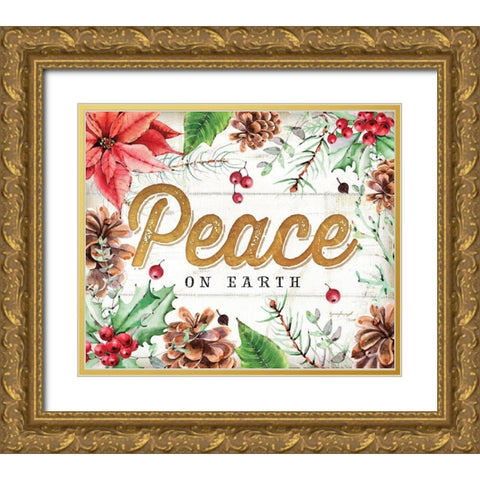 Peace Gold Ornate Wood Framed Art Print with Double Matting by Pugh, Jennifer