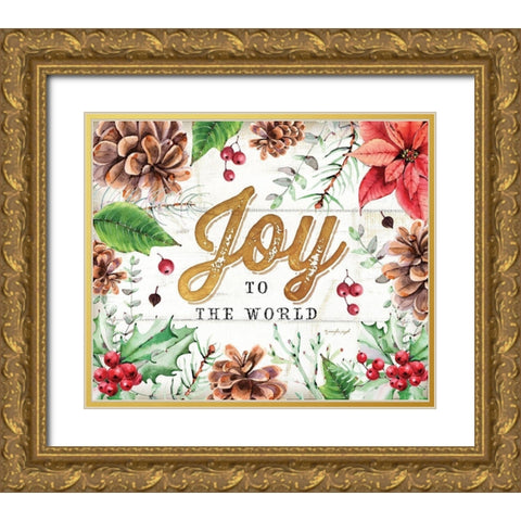 Joy Gold Ornate Wood Framed Art Print with Double Matting by Pugh, Jennifer