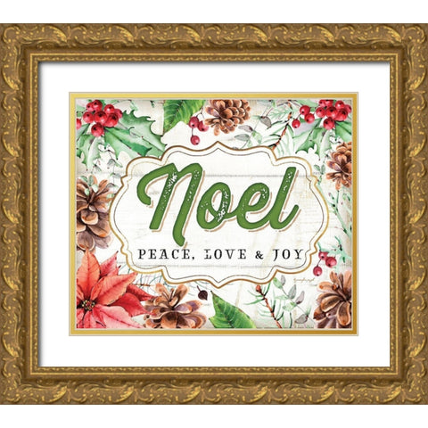 Noel Gold Ornate Wood Framed Art Print with Double Matting by Pugh, Jennifer