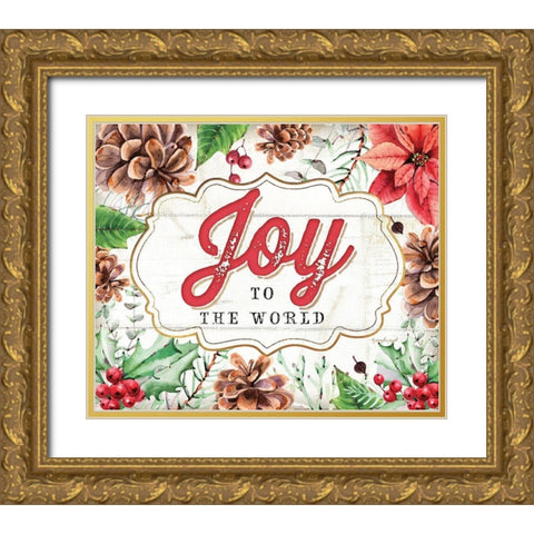 Joy Gold Ornate Wood Framed Art Print with Double Matting by Pugh, Jennifer