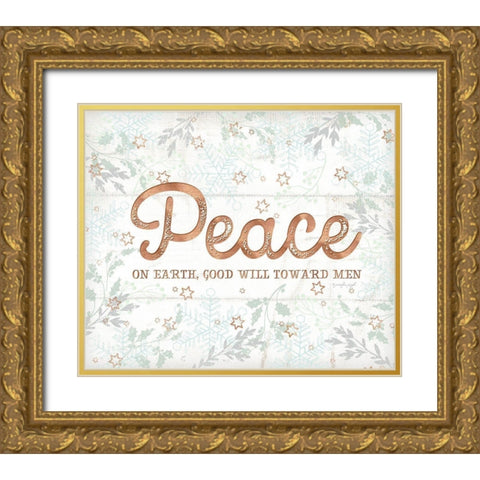 Peace Gold Ornate Wood Framed Art Print with Double Matting by Pugh, Jennifer