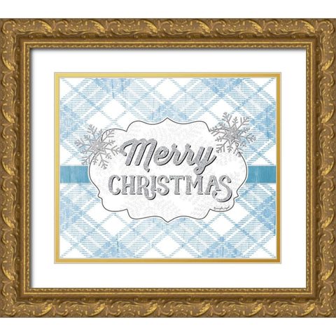 Merry Christmas Gold Ornate Wood Framed Art Print with Double Matting by Pugh, Jennifer