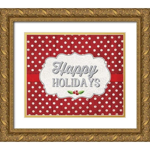 Happy Holidays Gold Ornate Wood Framed Art Print with Double Matting by Pugh, Jennifer