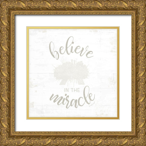 Believe in Miracle Gold Ornate Wood Framed Art Print with Double Matting by Pugh, Jennifer