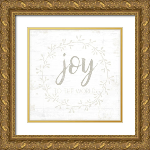 Joy to the World Gold Ornate Wood Framed Art Print with Double Matting by Pugh, Jennifer