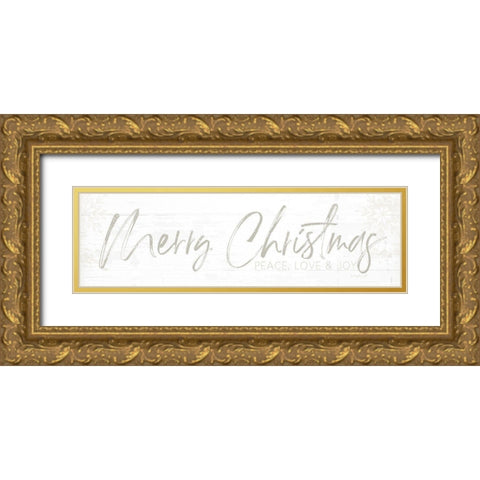 Merry Christmas Gold Ornate Wood Framed Art Print with Double Matting by Pugh, Jennifer