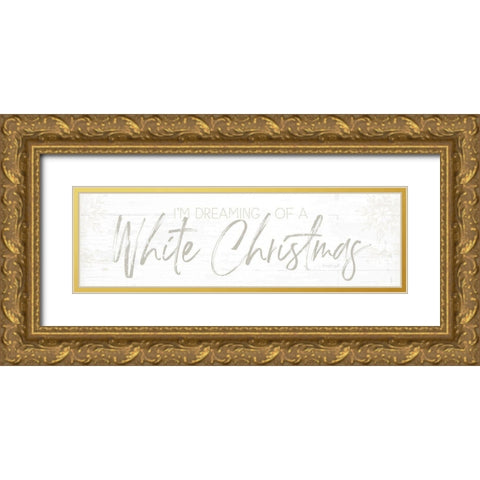 White Christmas Gold Ornate Wood Framed Art Print with Double Matting by Pugh, Jennifer