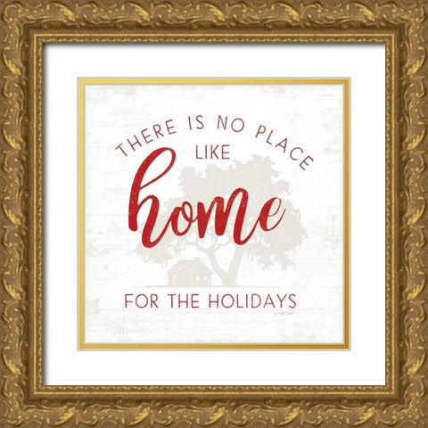 No Place Like Home - Red Gold Ornate Wood Framed Art Print with Double Matting by Pugh, Jennifer