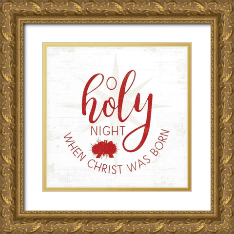 O Holy Night - Red Gold Ornate Wood Framed Art Print with Double Matting by Pugh, Jennifer