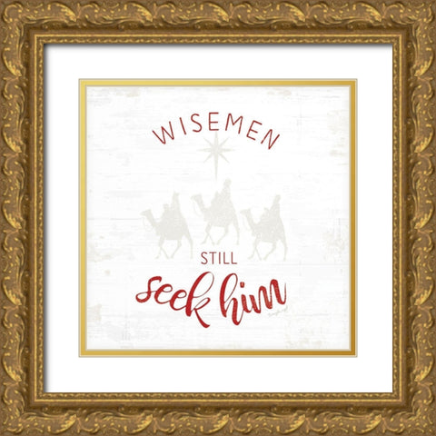 Wisemen Still Seek Him - Red Gold Ornate Wood Framed Art Print with Double Matting by Pugh, Jennifer