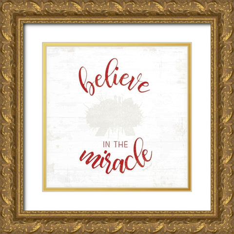 Believe in the Miracle - Red Gold Ornate Wood Framed Art Print with Double Matting by Pugh, Jennifer