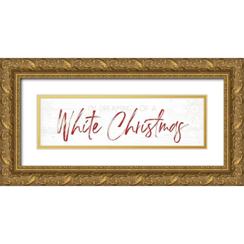 White Christmas - Red Gold Ornate Wood Framed Art Print with Double Matting by Pugh, Jennifer