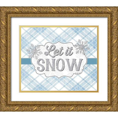 Let It Snow Gold Ornate Wood Framed Art Print with Double Matting by Pugh, Jennifer