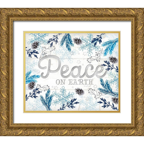 Peace Gold Ornate Wood Framed Art Print with Double Matting by Pugh, Jennifer