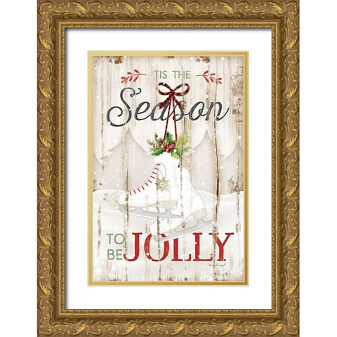 Tis the Season Gold Ornate Wood Framed Art Print with Double Matting by Pugh, Jennifer