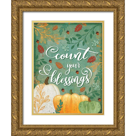 Count Your Blessings Gold Ornate Wood Framed Art Print with Double Matting by Pugh, Jennifer