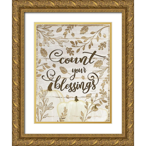 Count Your Blessings Gold Ornate Wood Framed Art Print with Double Matting by Pugh, Jennifer