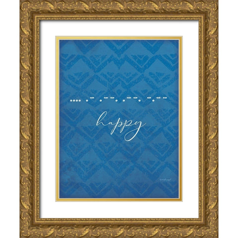 Happy Gold Ornate Wood Framed Art Print with Double Matting by Pugh, Jennifer